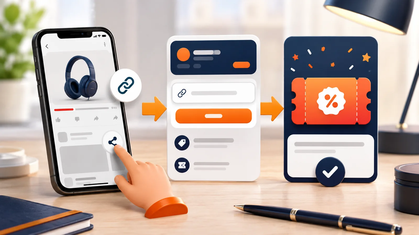 Minh hoạ 3 bước copy link Shopee, dán vào sansale.org và lấy voucher YouTube