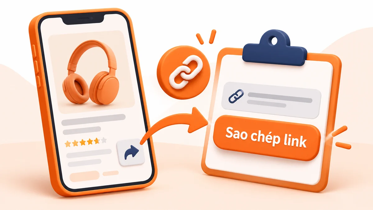 Minh họa sao chép link từ trang chi tiết sản phẩm Shopee